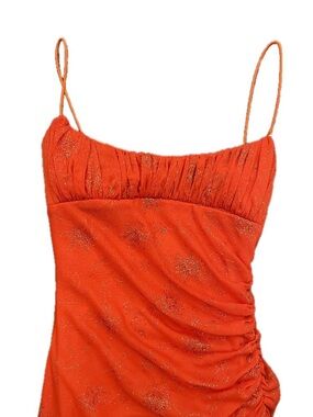 ✰ Majora Vintage Orange Spaghetti-Strap Ruched Prom Dress ✰